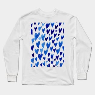 Valentines day hearts explosion - blue Long Sleeve T-Shirt